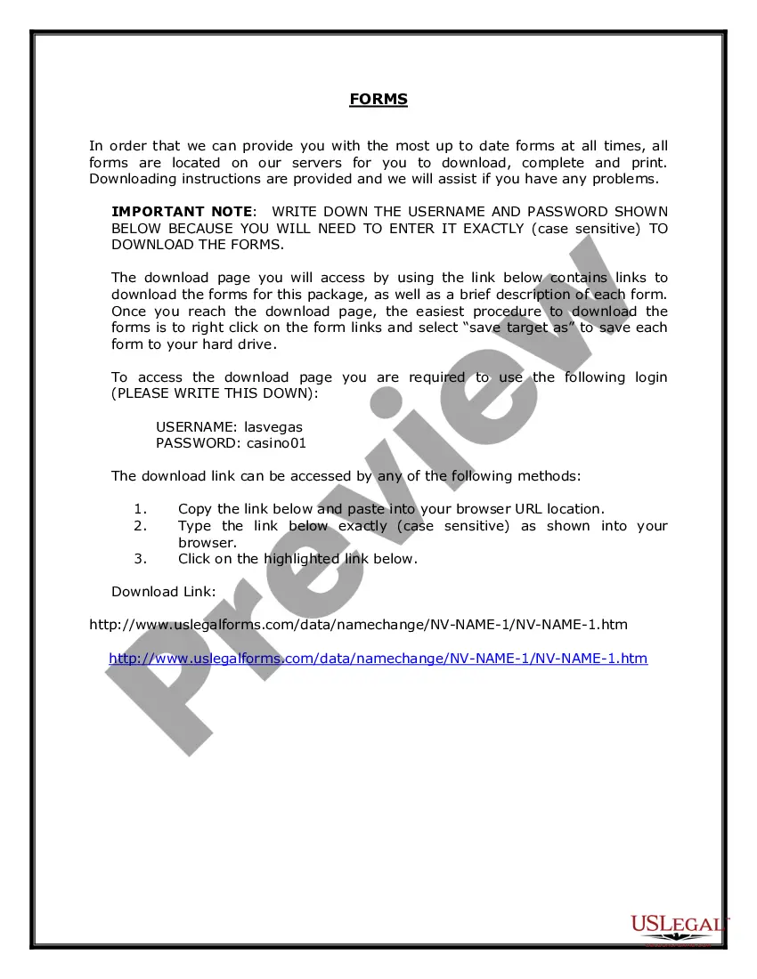 Preview Nevada Name Change Instructions and Forms Package for an Adult