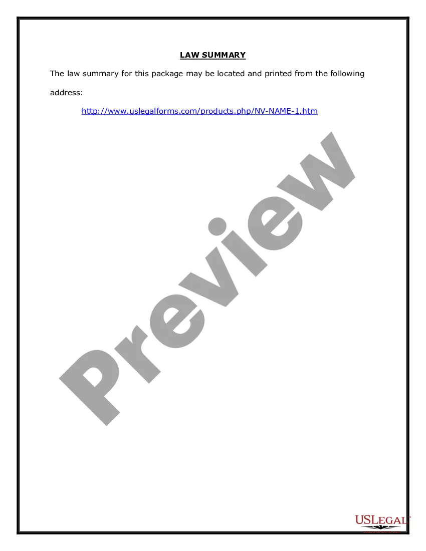 Preview Nevada Name Change Instructions and Forms Package for an Adult