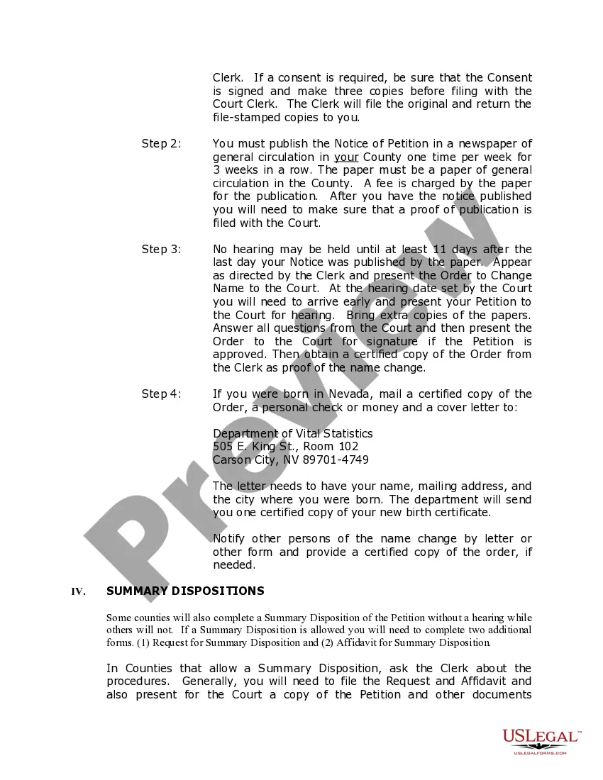 Preview Nevada Name Change Instructions and Forms Package for a Family
