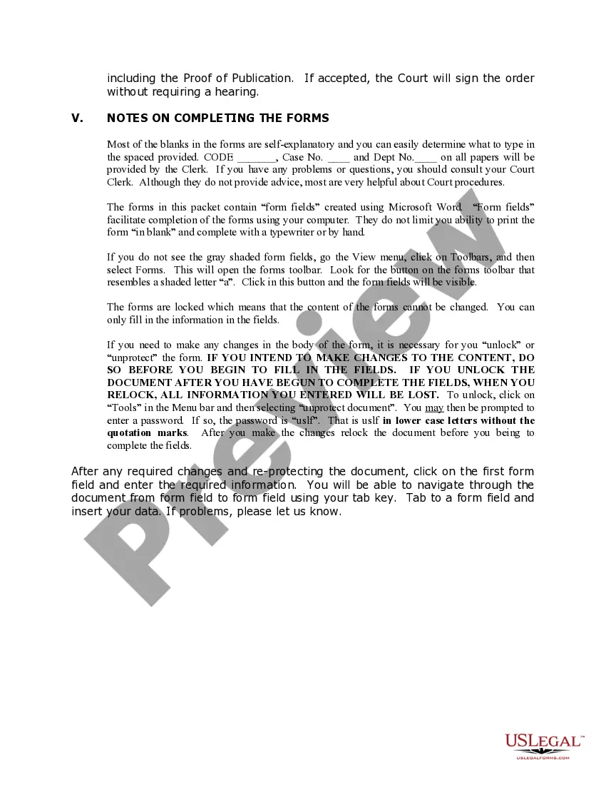 Preview Nevada Name Change Instructions and Forms Package for a Family