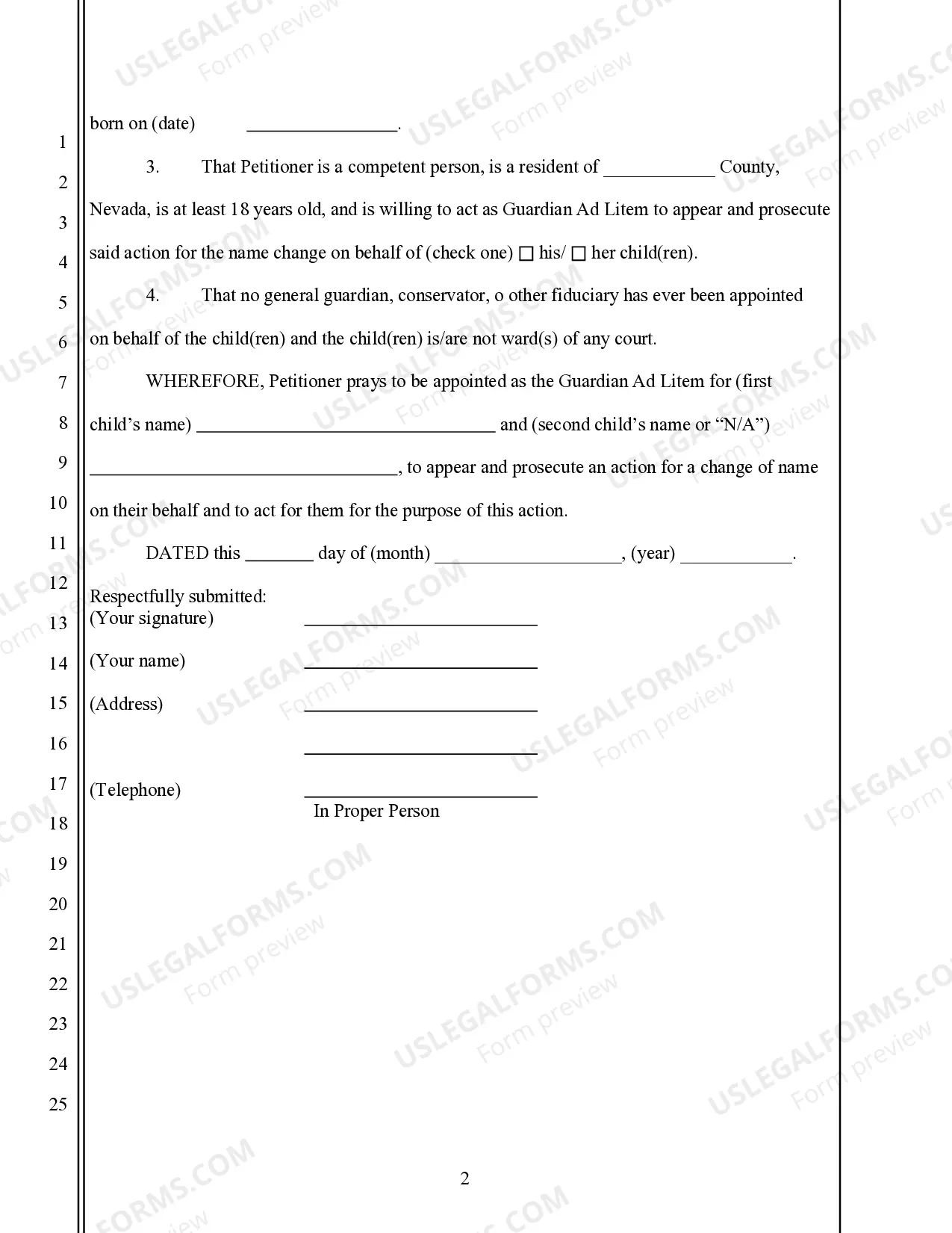 Preview Applications for Appointment as Guardian - Family Name Change with Second Child