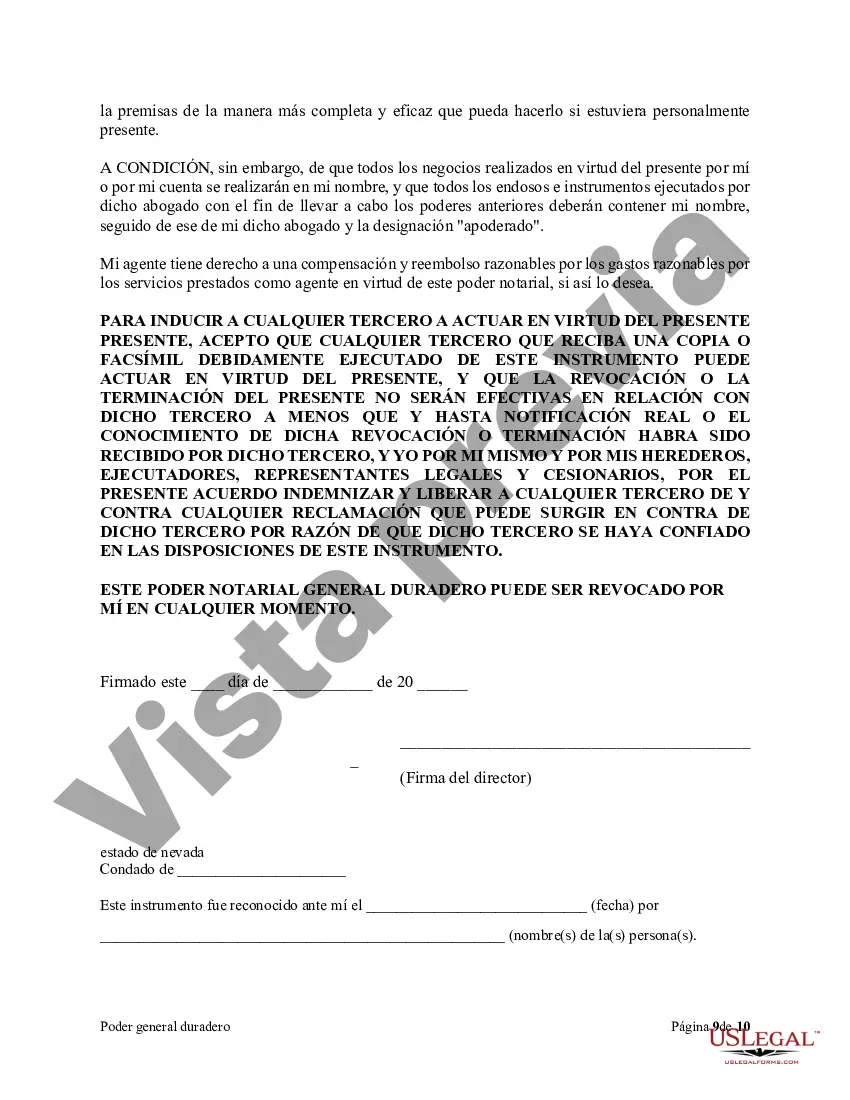 Preview Poder general duradero para la propiedad y las finanzas o efectivo financiero en caso de incapacidad
