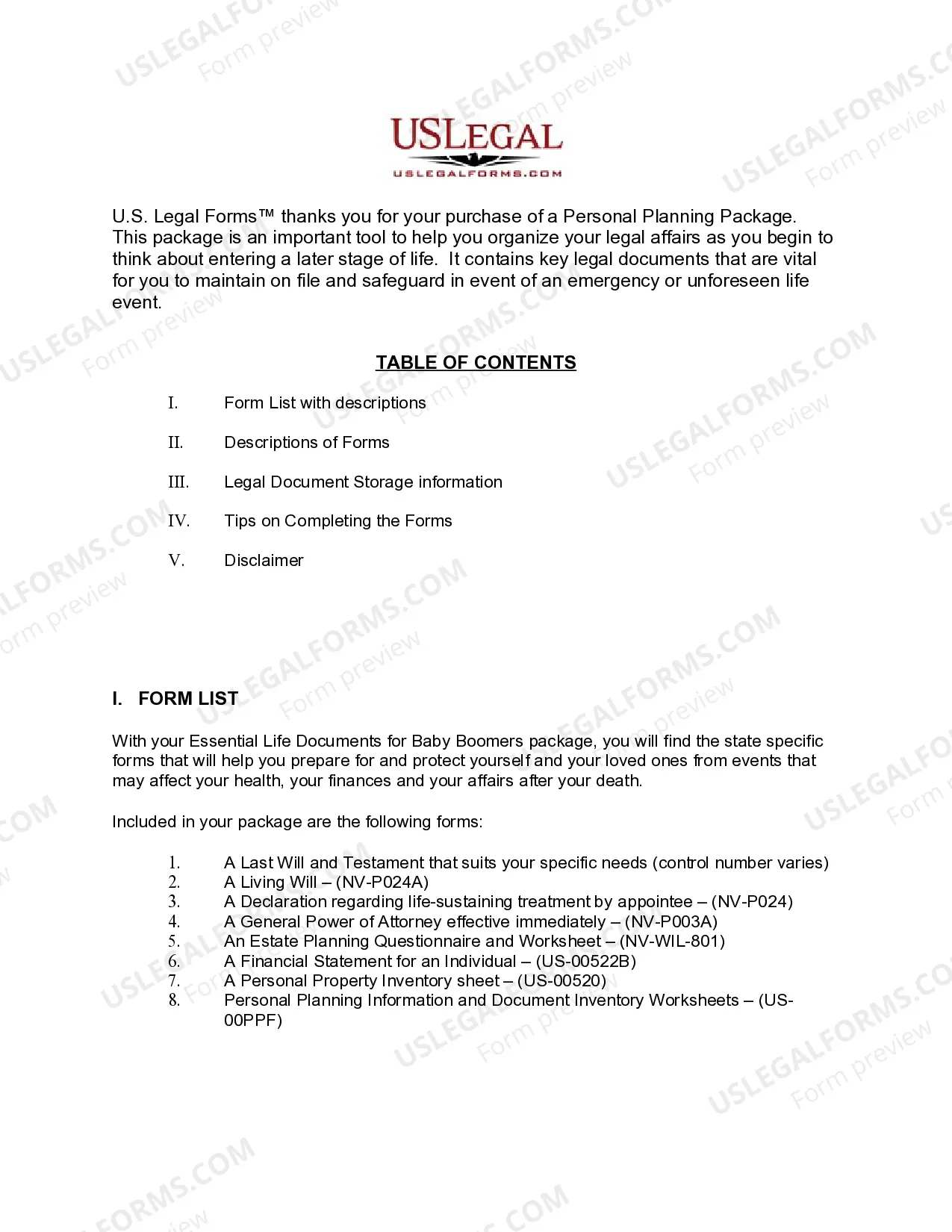 Preview Nevada Essential Legal Life Documents for Baby Boomers