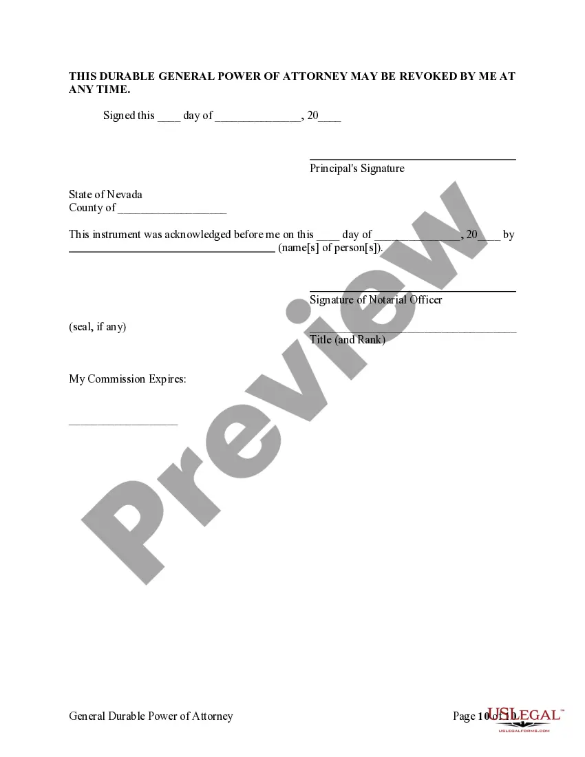 Preview General Durable Power of Attorney for Property and Finances or Financial Effective upon Disability