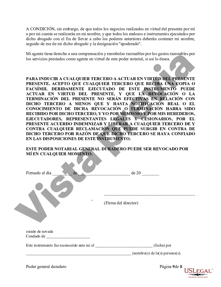 Preview Poder General Duradero para Bienes y Finanzas o Financiero Efectivo Inmediatamente