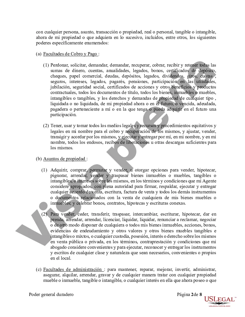 Preview Poder General Duradero para Bienes y Finanzas o Financiero Efectivo Inmediatamente