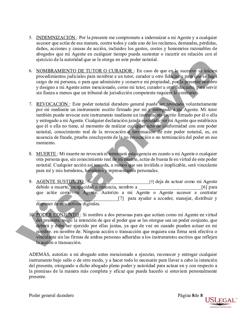 Preview Poder General Duradero para Bienes y Finanzas o Financiero Efectivo Inmediatamente