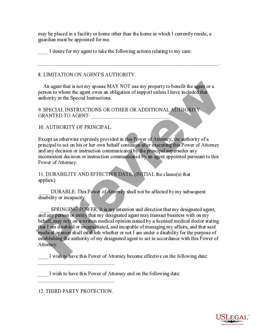 Preview Statutory General Power of Attorney