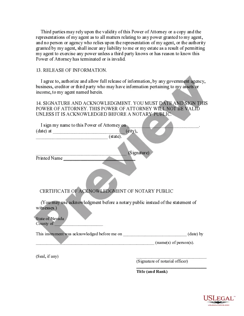 Preview Statutory General Power of Attorney