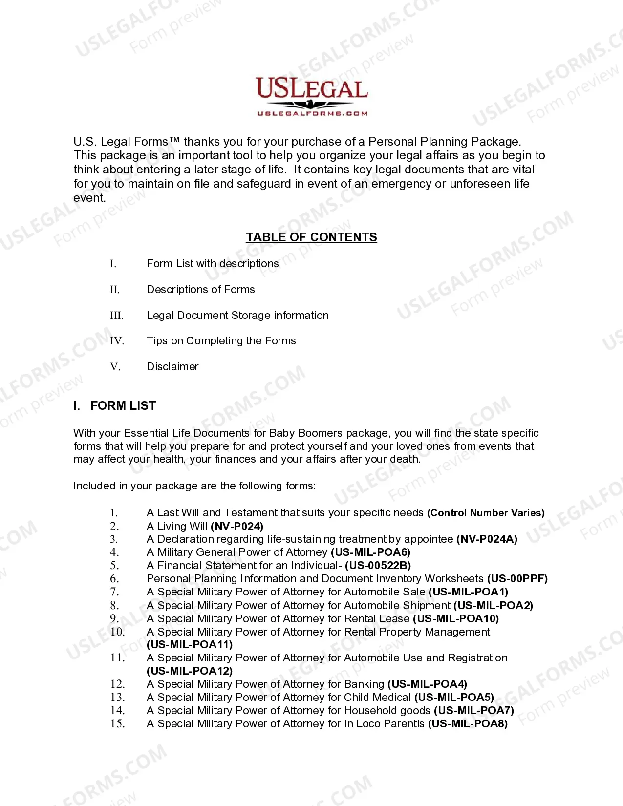 Preview Nevada Essential Legal Life Documents for Military Personnel