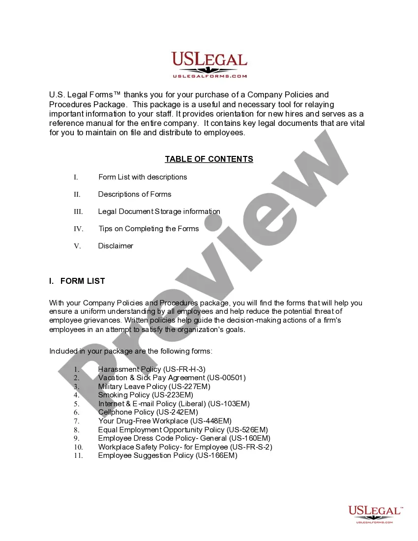 Preview Nevada Company Employment Policies and Procedures Package