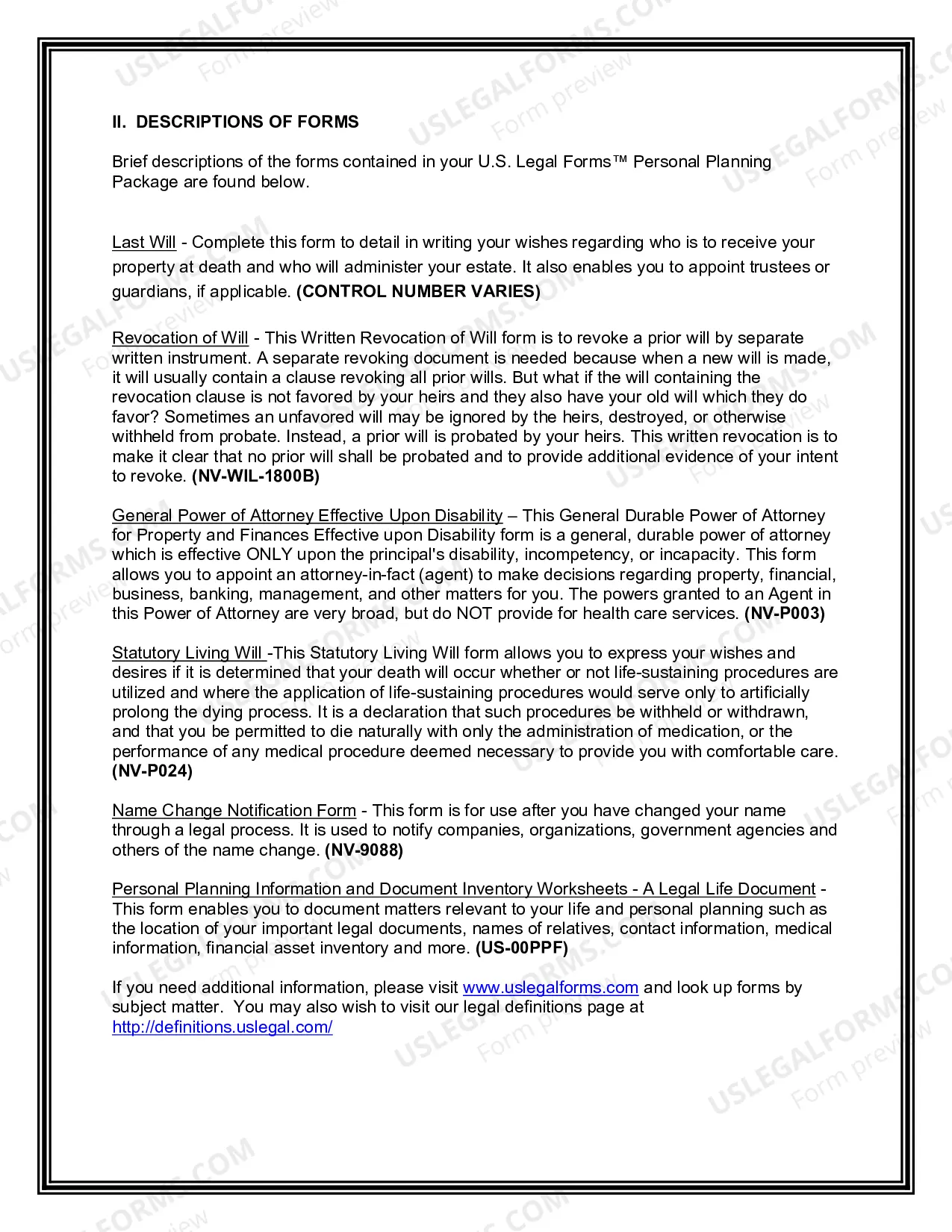 Preview Nevada Newly Divorced Individuals Package