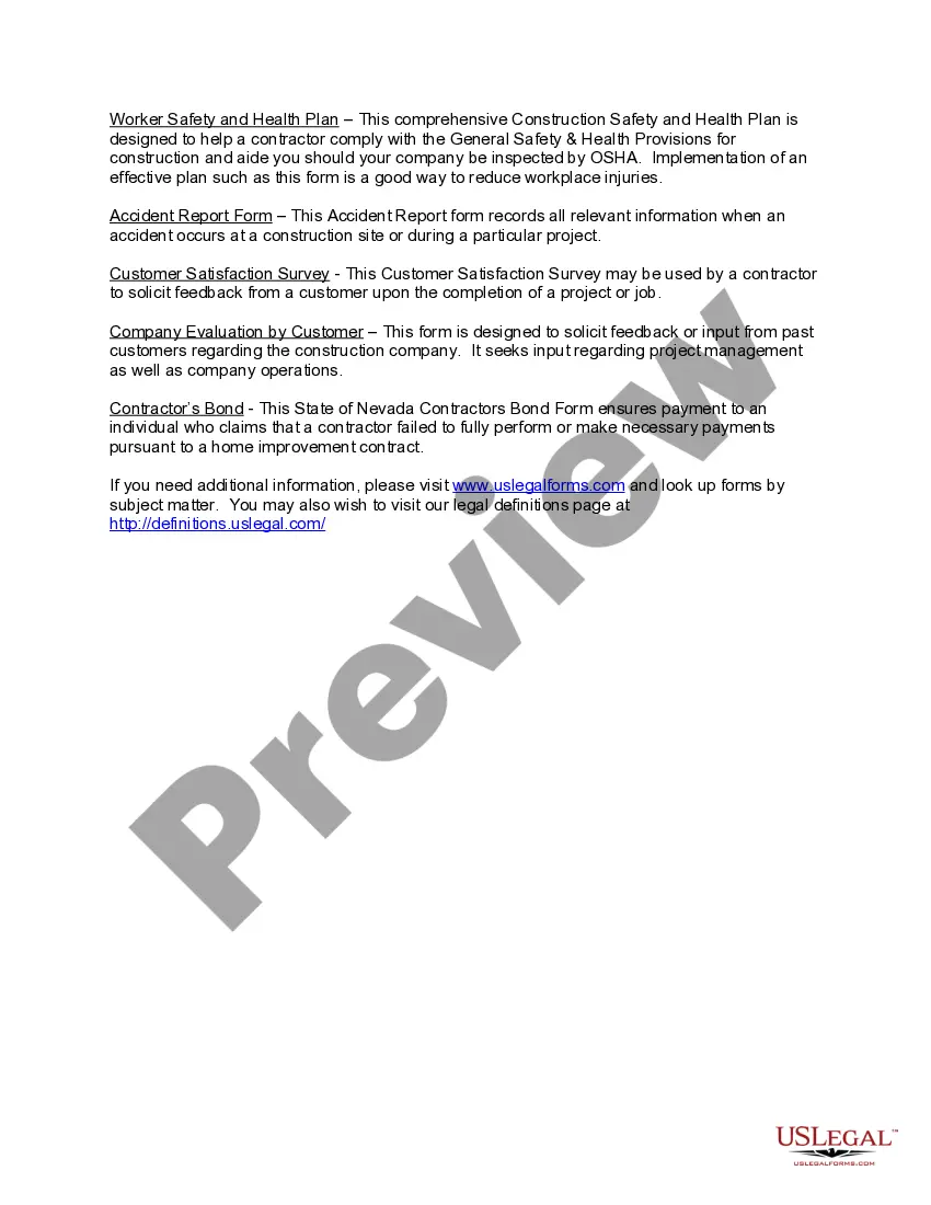 Preview Nevada Contractors Forms Package