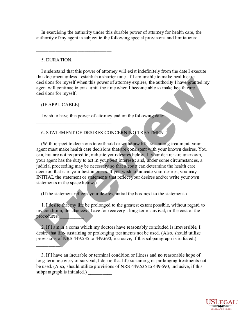 page 3 Statutory Durable Power of Attorney for Health Care preview