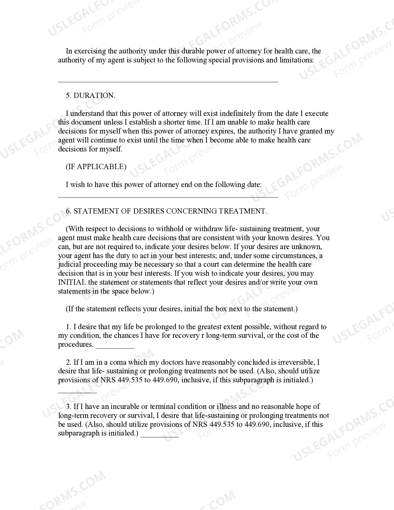 Preview Statutory Durable Power of Attorney for Health Care