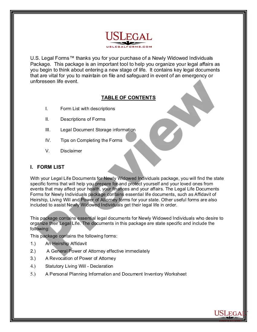 Preview Nevada Newly Widowed Individuals Package