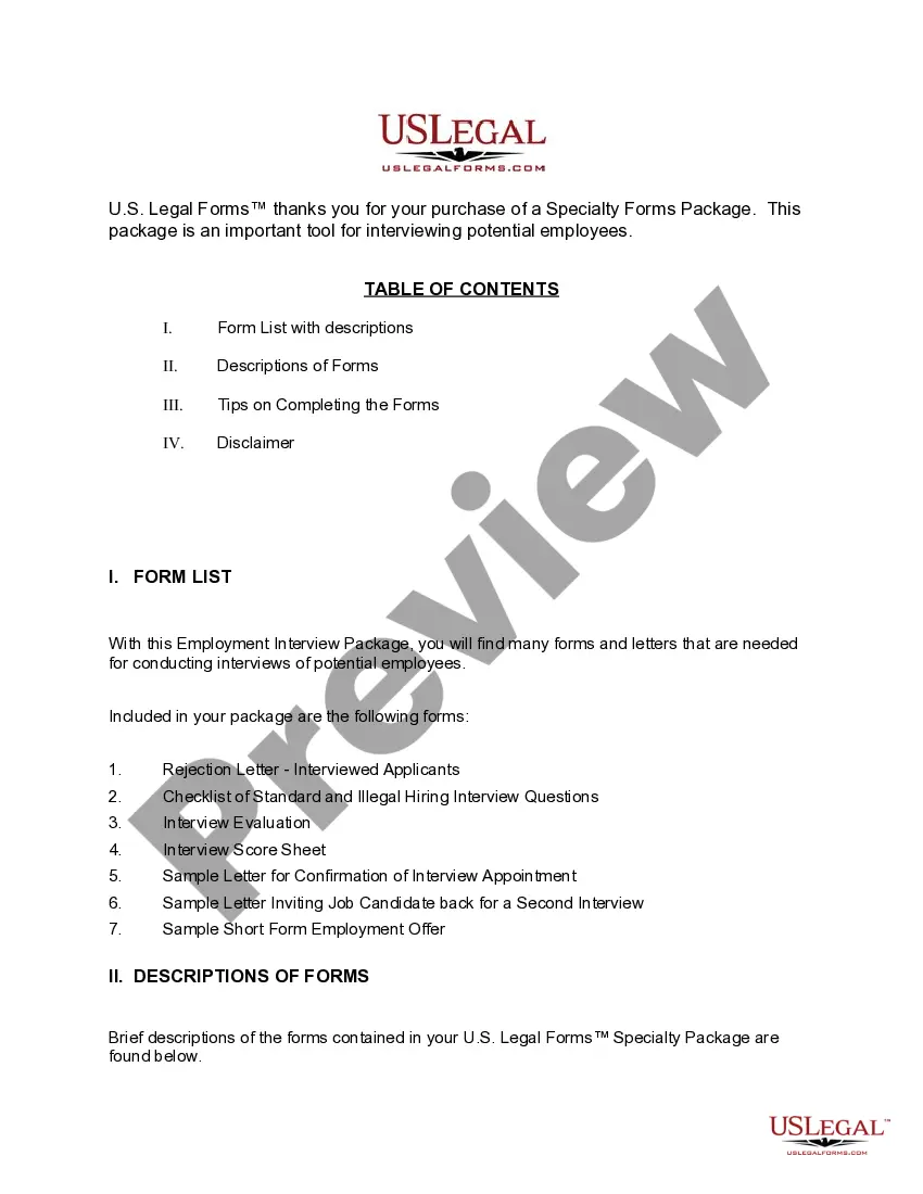 Preview Nevada Employment Interview Package