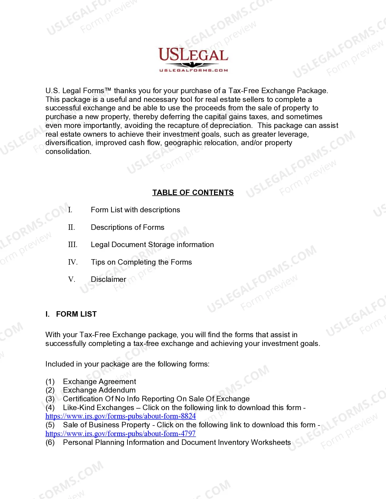 Preview Nevada Tax Free Exchange Package