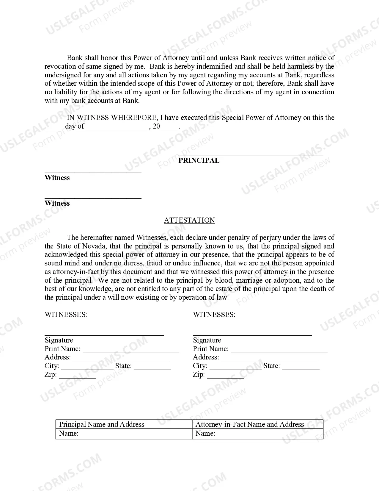 Preview Special Durable Power of Attorney for Bank Account Matters