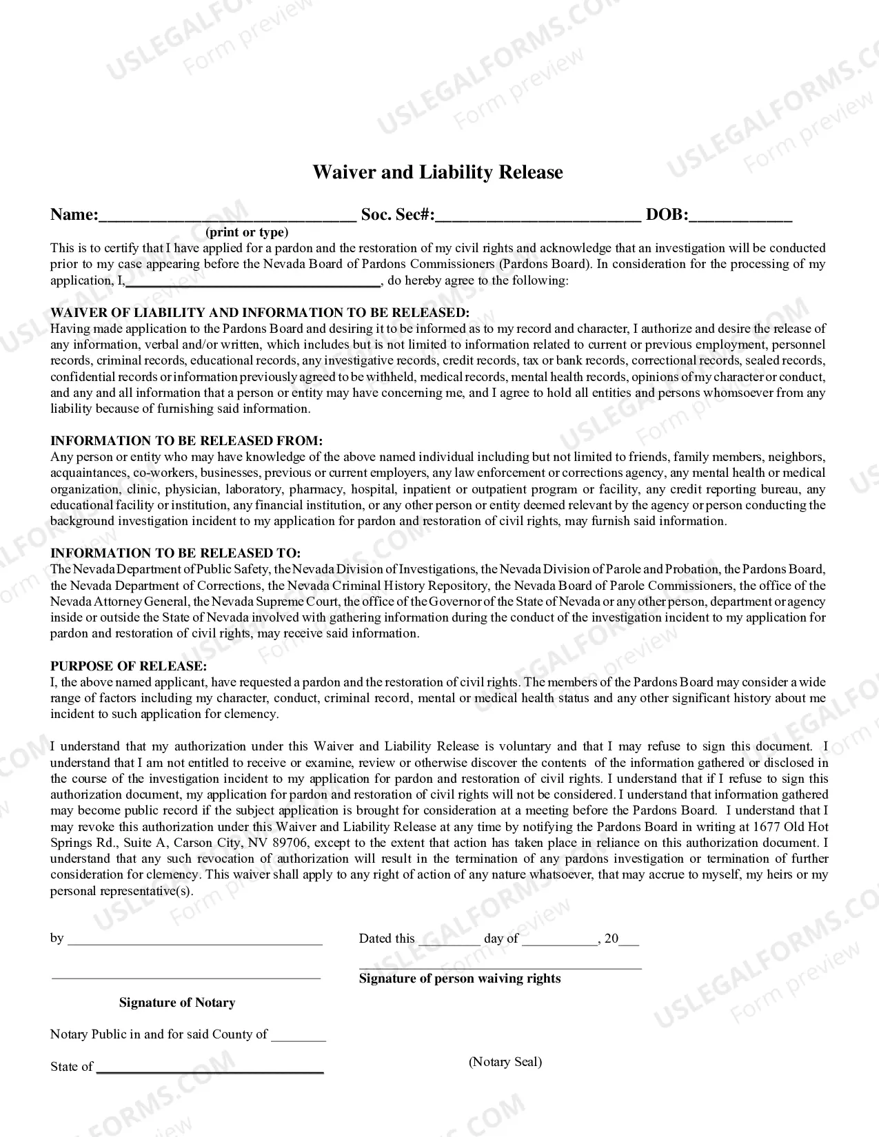 Preview Application for Pardon