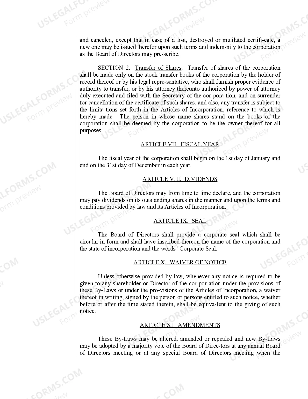 Preview Sample Bylaws for a Nevada Professional Corporation