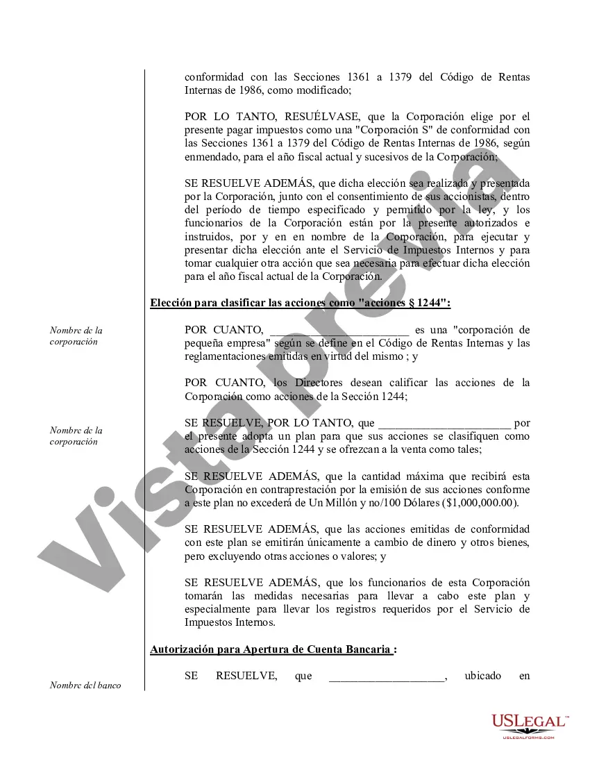Preview Ejemplo de actas de organización para una corporación profesional de Nevada