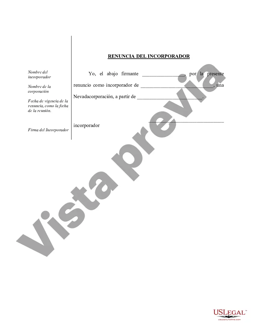 Preview Ejemplo de actas de organización para una corporación profesional de Nevada