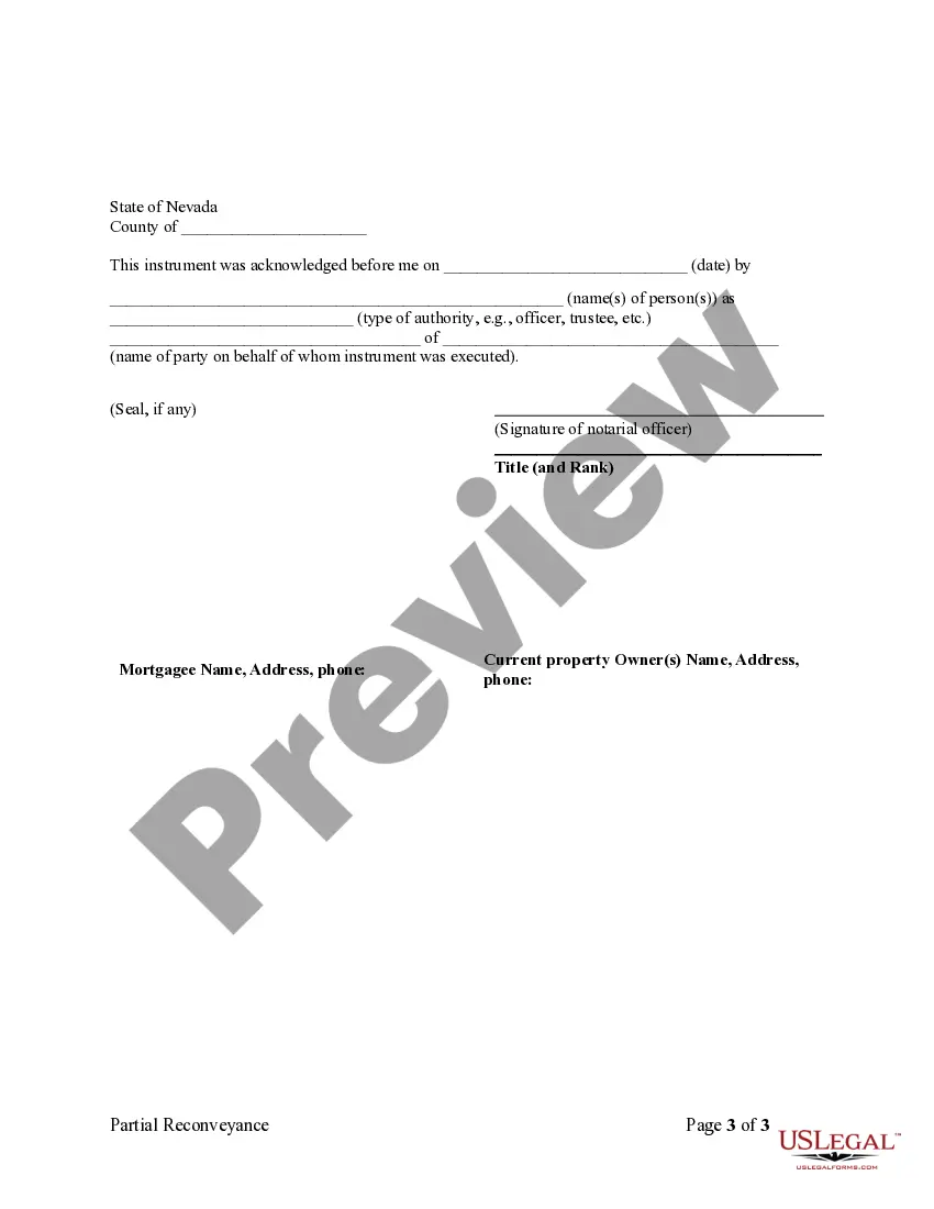 Preview Partial Release of Property From Deed of Trust for Corporation