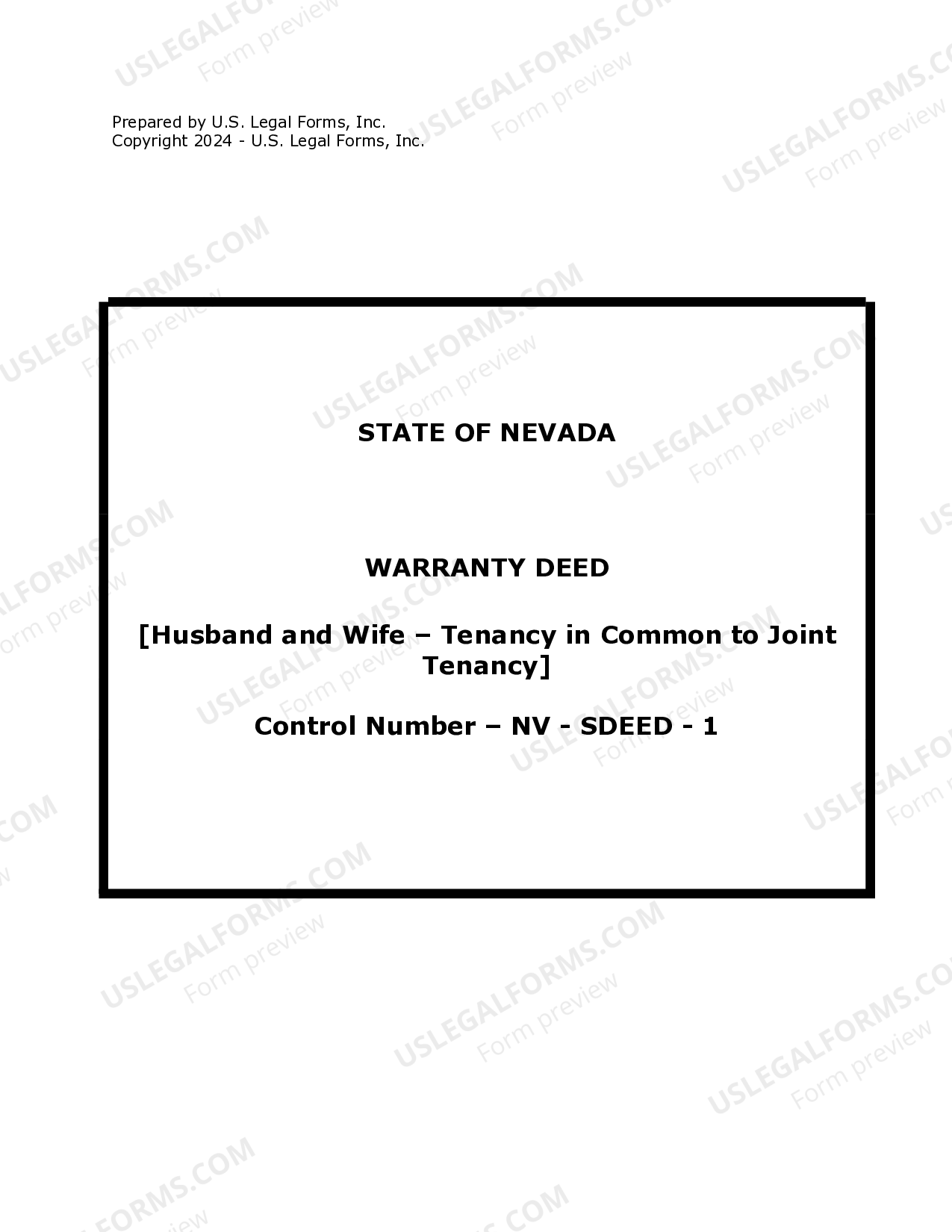 Nevada Warranty Deed for Husband and Wife Converting Property from