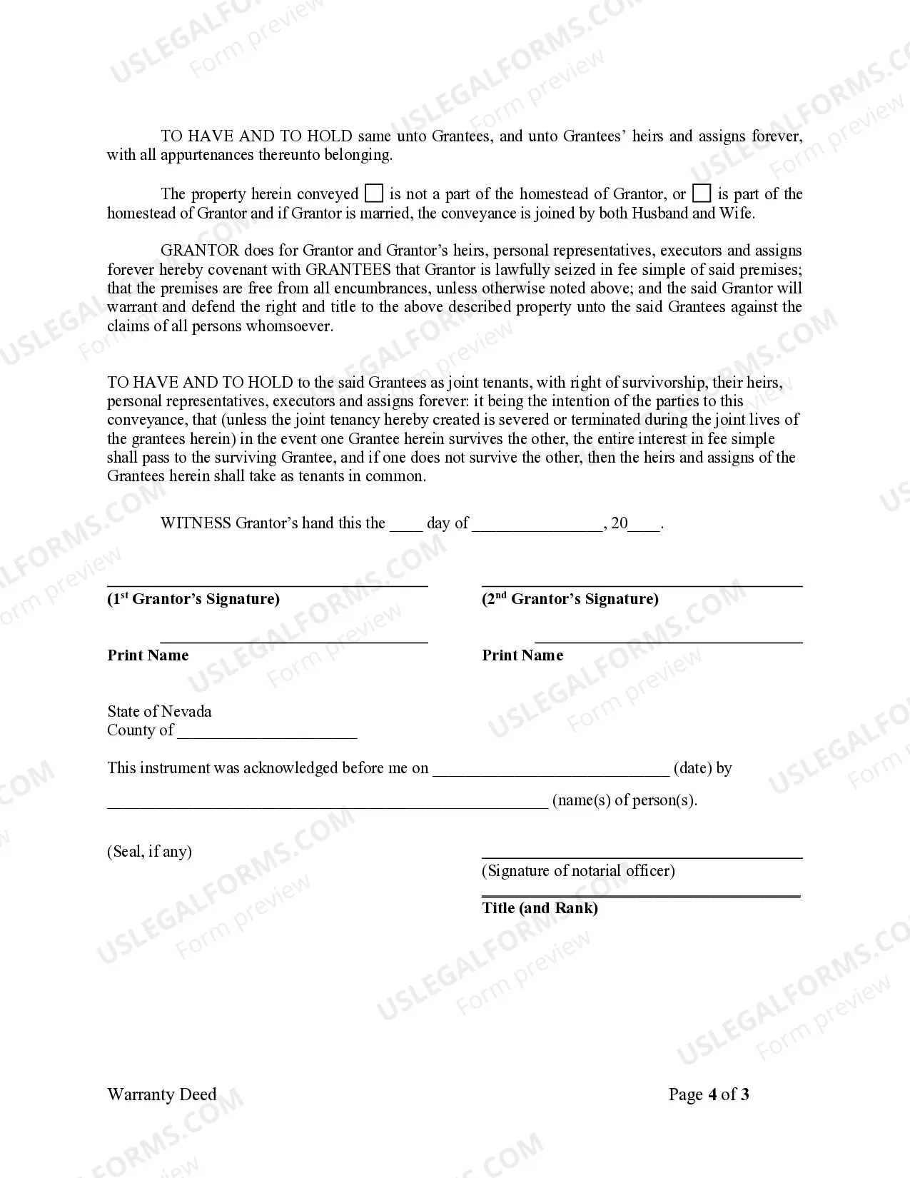 Preview Warranty Deed for Husband and Wife Converting Property from Tenants in Common to Joint Tenancy