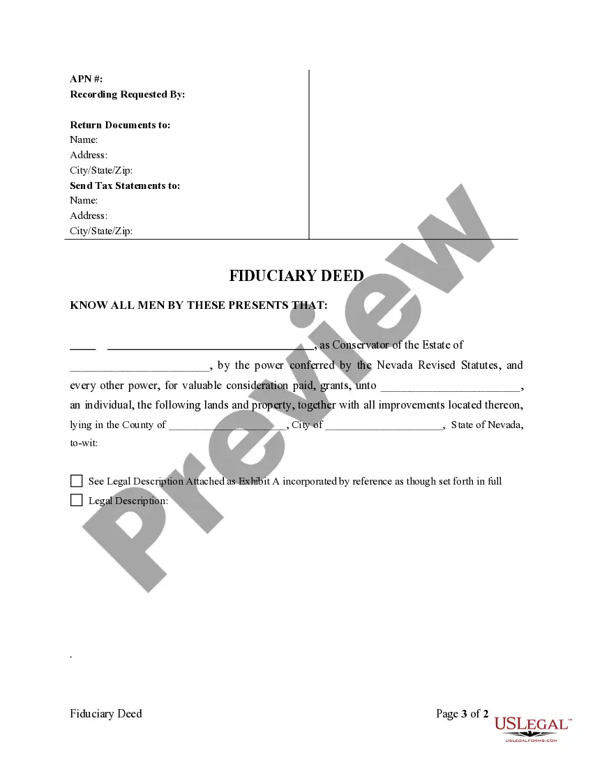 Preview Fiduciary Deed for use by Executors, Trustees, Trustors, Administrators and other Fiduciaries
