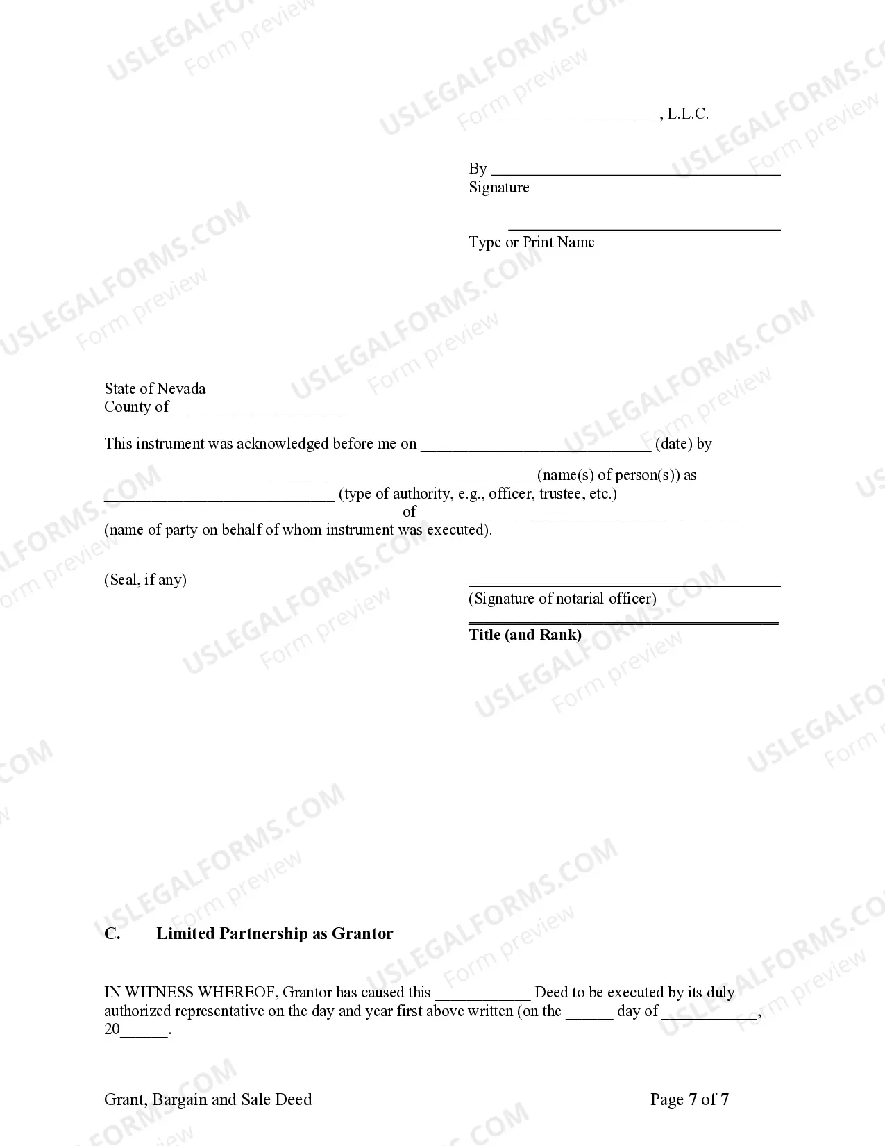 Preview Warranty Deed from Limited Partnership or LLC is the Grantor, or Grantee