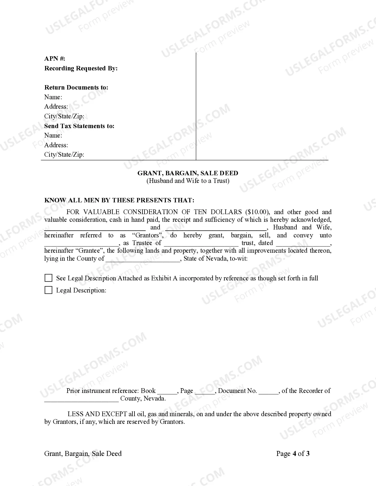 Preview Warranty Deed for Husband and Wife to Trust