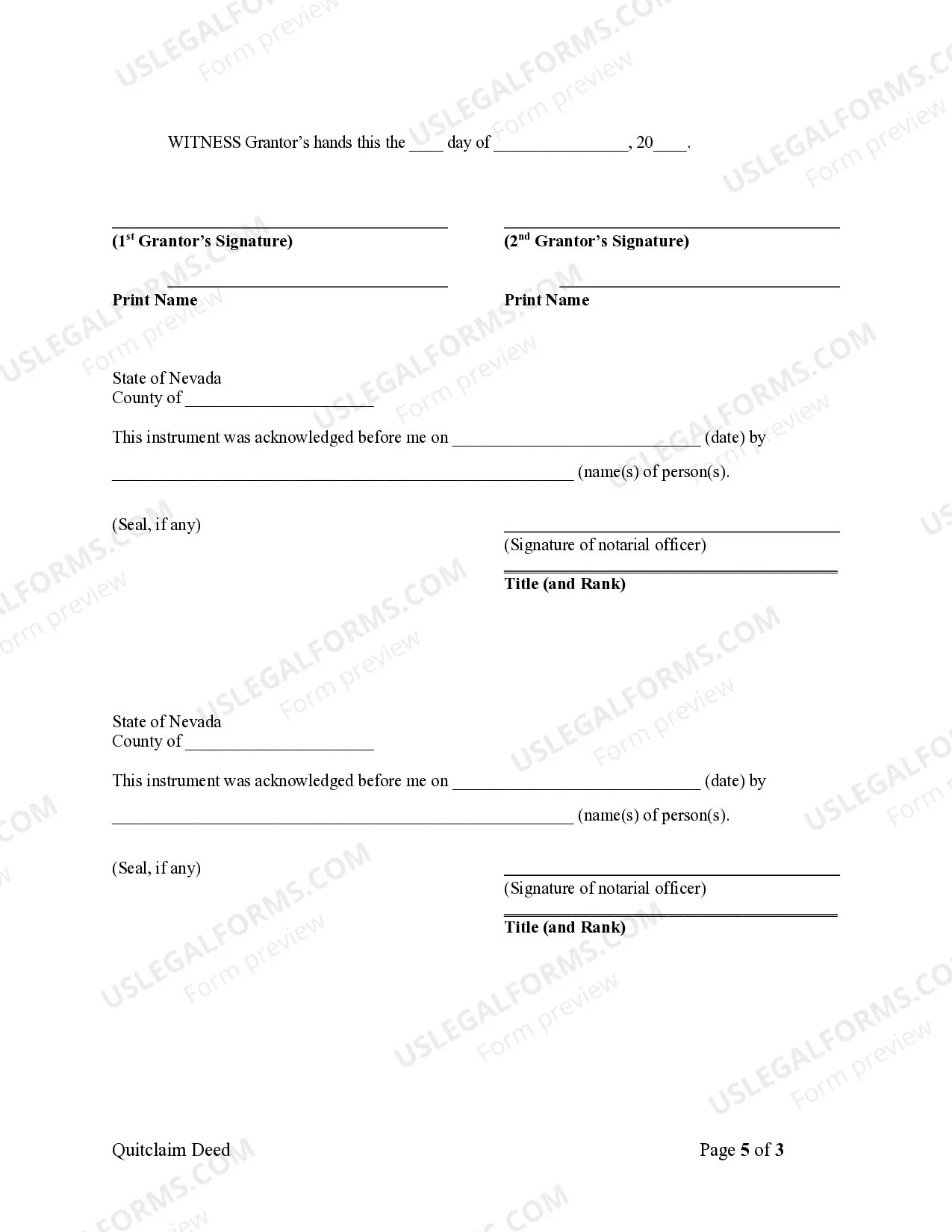 Preview Quitclaim Deed from two Individuals to One Individual