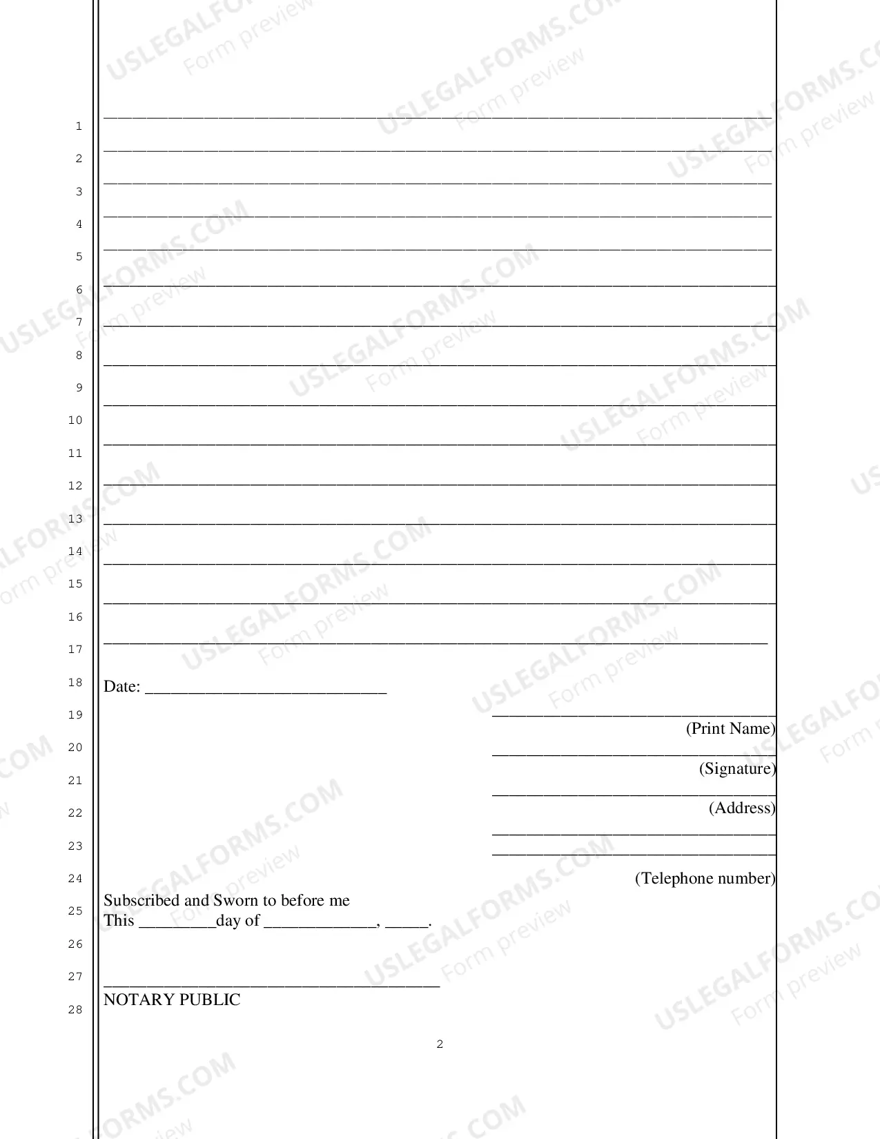 Preview Affidavit of Personal Service