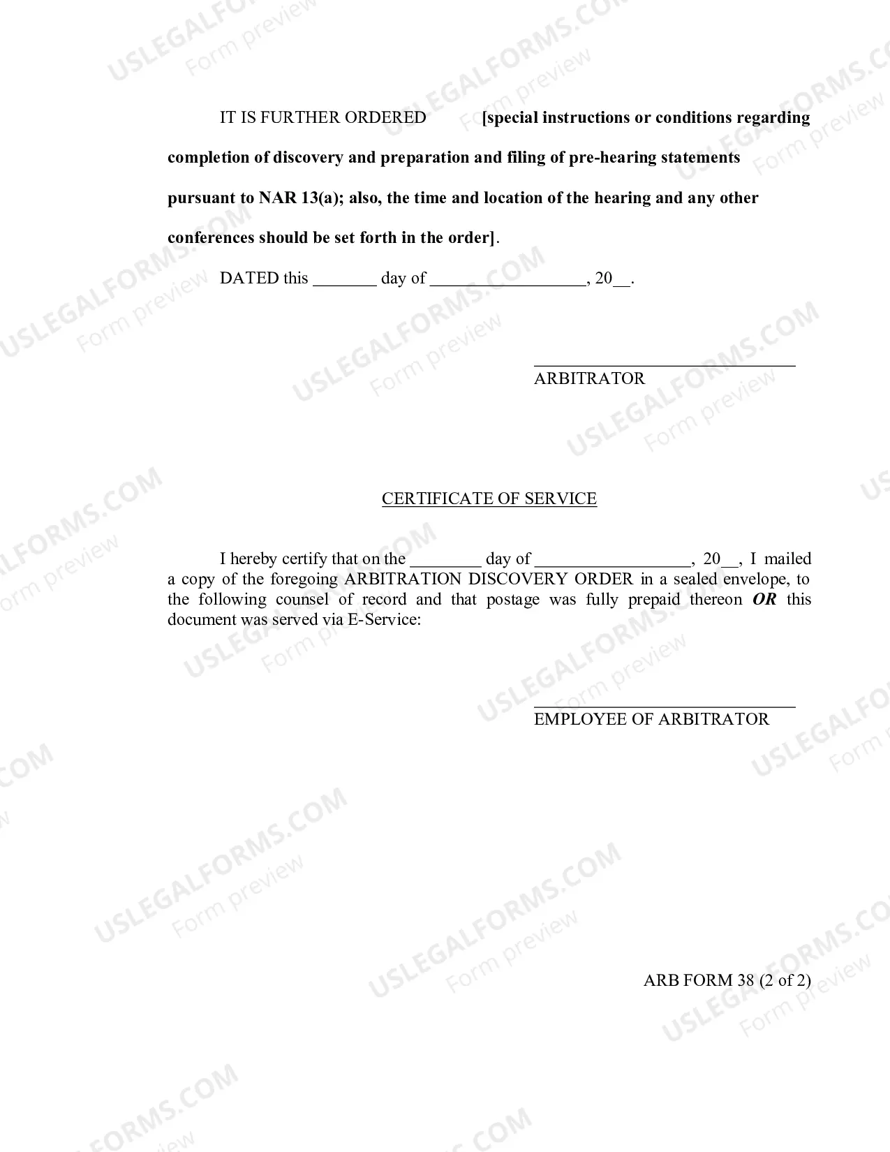 Preview Arbitration Discovery Order