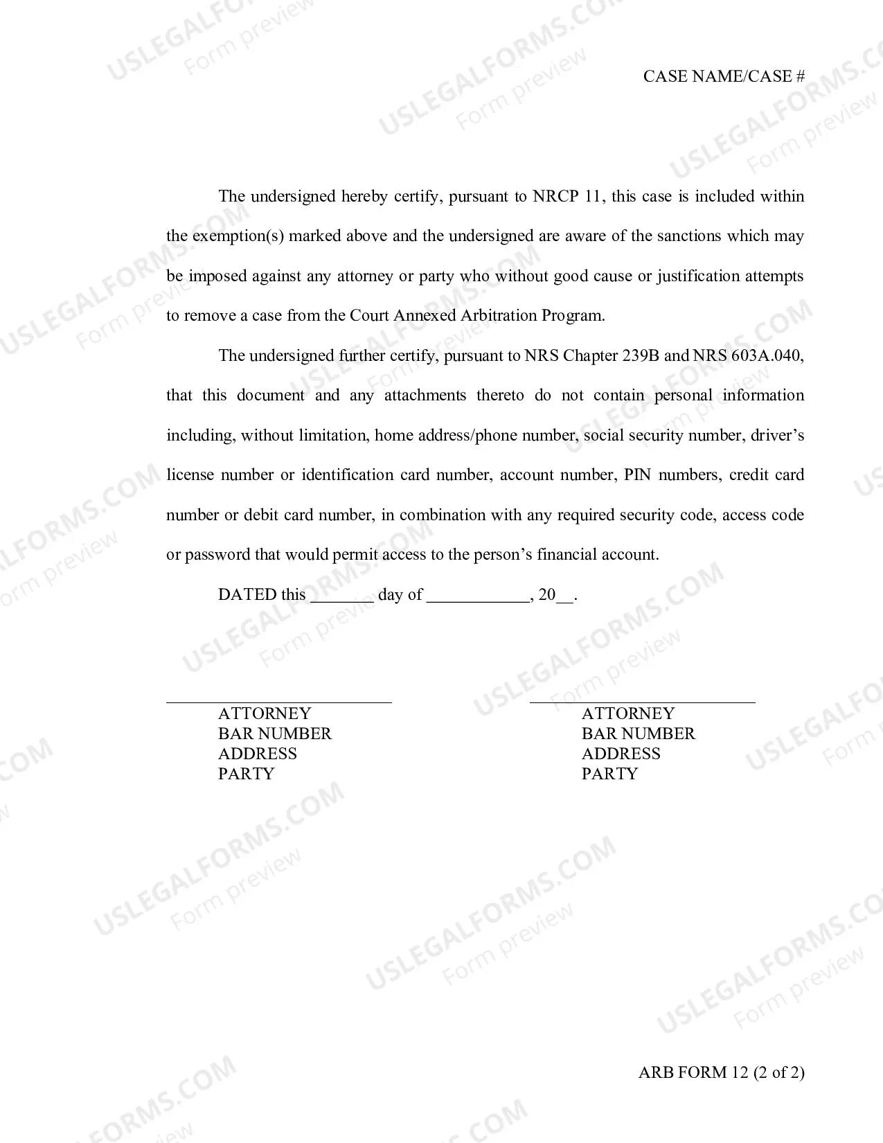 Preview Joint Request For Exemption From Arbitration