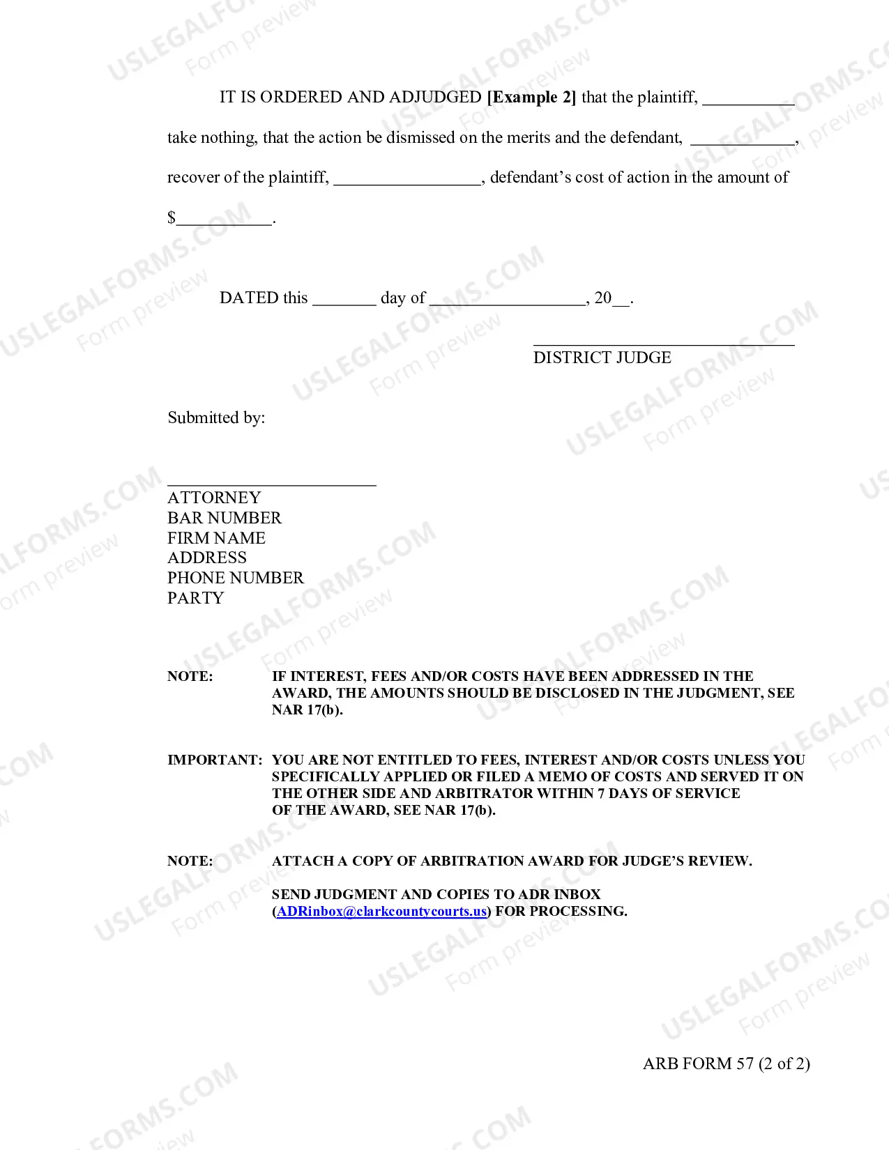 Preview Judgment On Arbitration Award