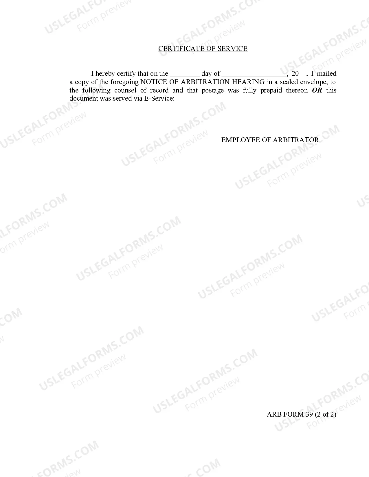 Preview Notice To Appear For Arbitration Hearing