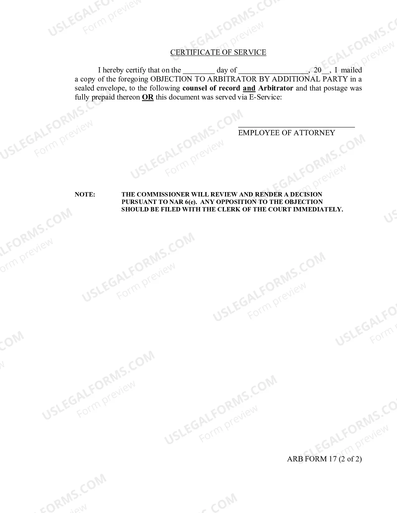 Preview Objection To Arbitrator By Additional Party