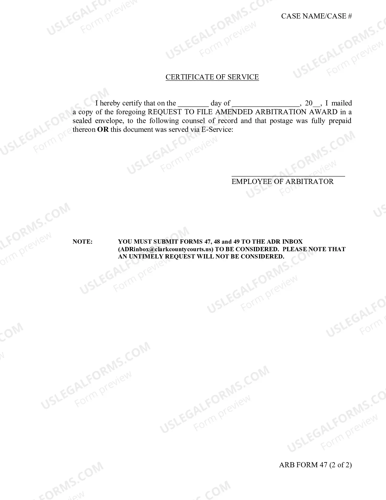 Preview Request To File Amended Arbitration Award