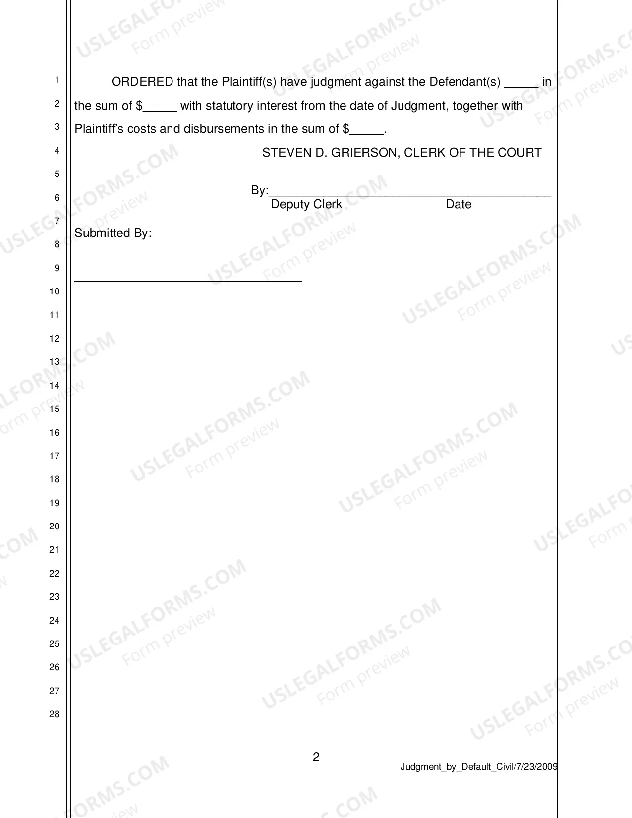 Preview Judgment By Default