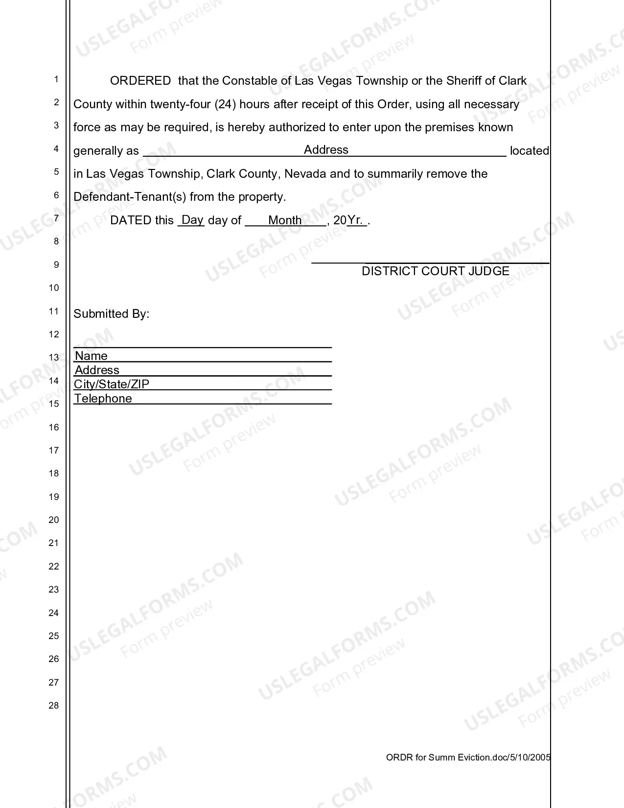 Preview Order For Summary Eviction