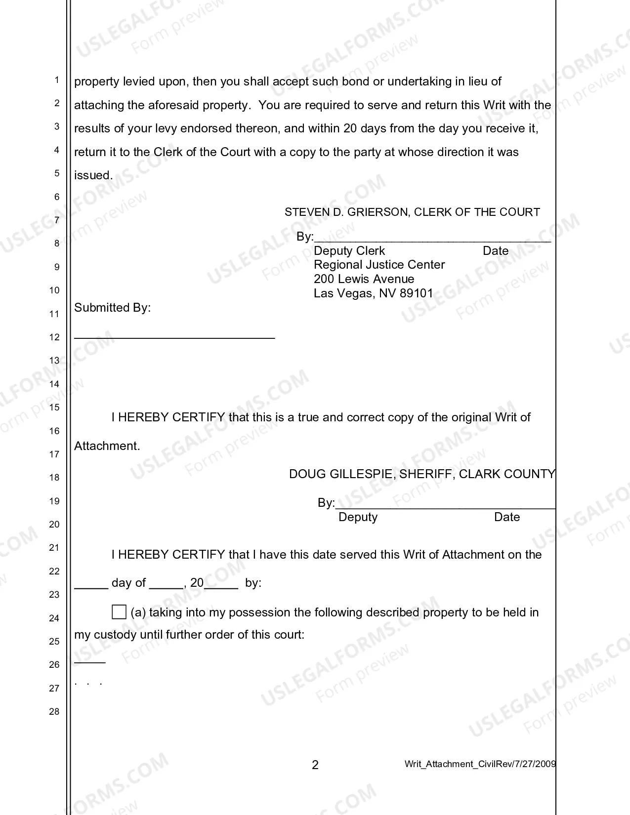 Preview Writ of Attachment