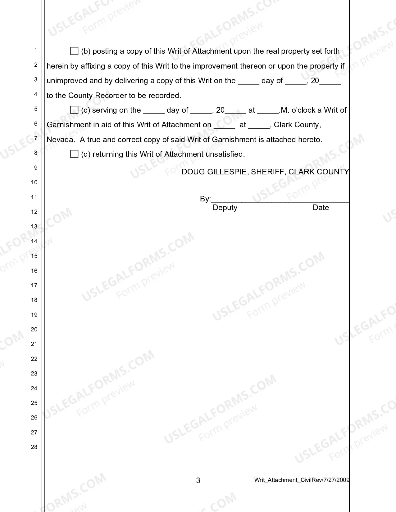 Preview Writ of Attachment