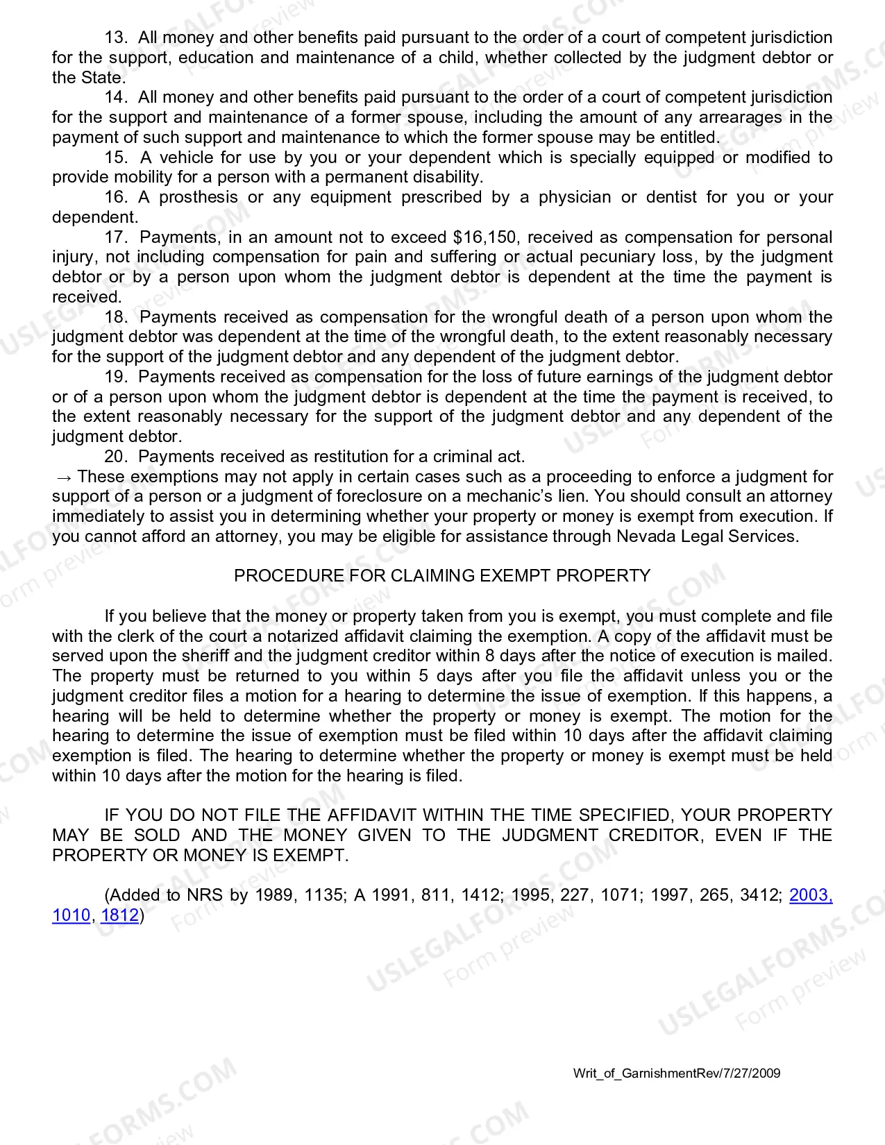 Preview Writ of Garnishment