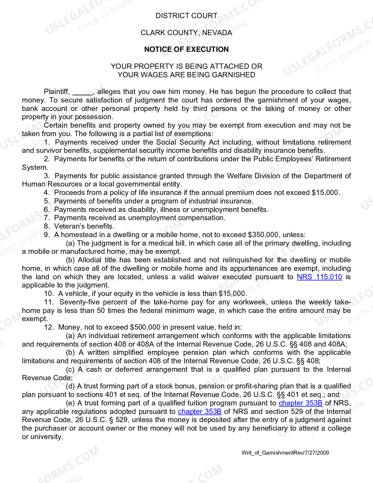Preview Writ of Garnishment