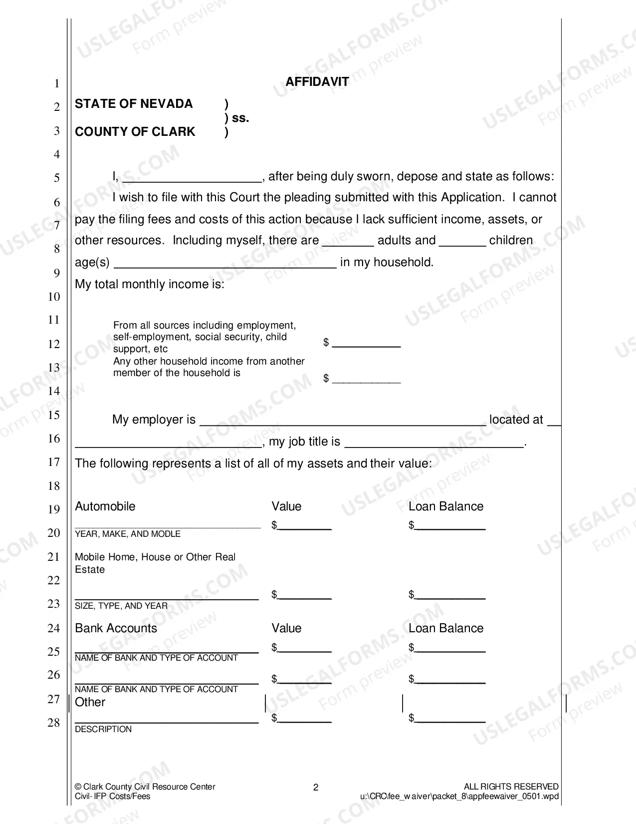 Preview Application to Proceed In Forma Pauperis and Order