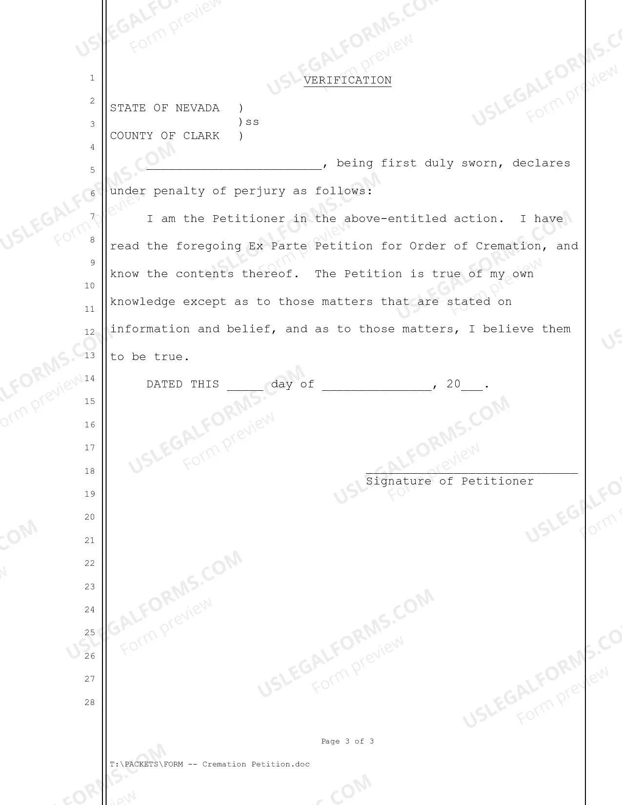 Preview Cremation Petition