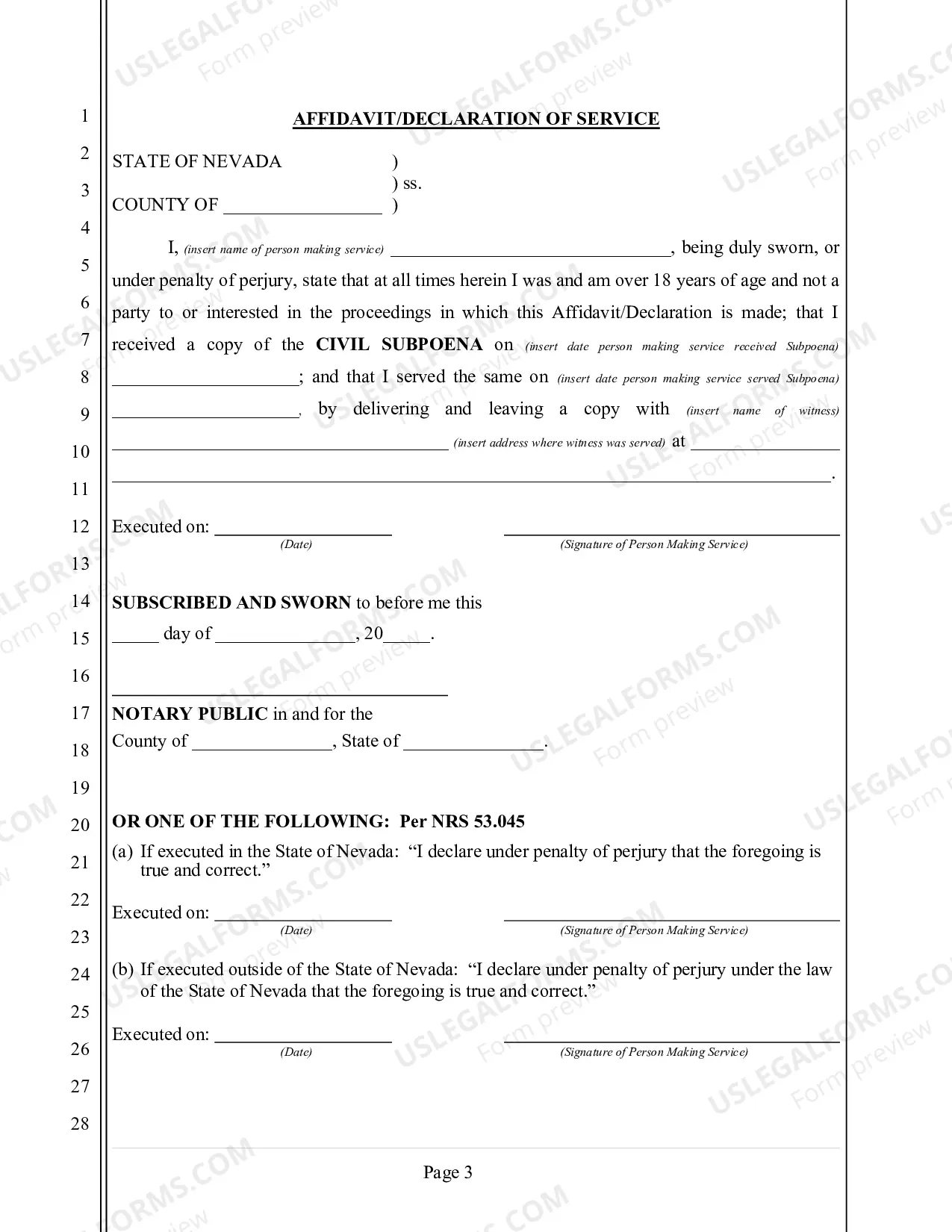 Preview Subpoena for Appearance at Trial or Hearing (without Documents)